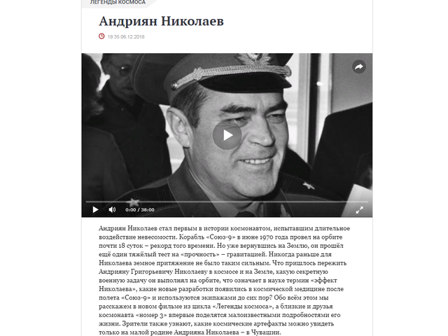 ЛЕГЕНДЫ КОСМОСА: Андриян Николаев