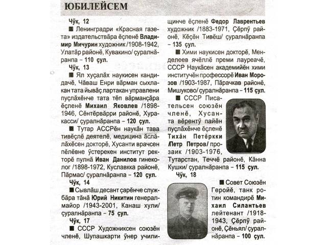 Михайлов А. Юбилейсем // Хыпар. 2018. 125-126 №№. С. 14.